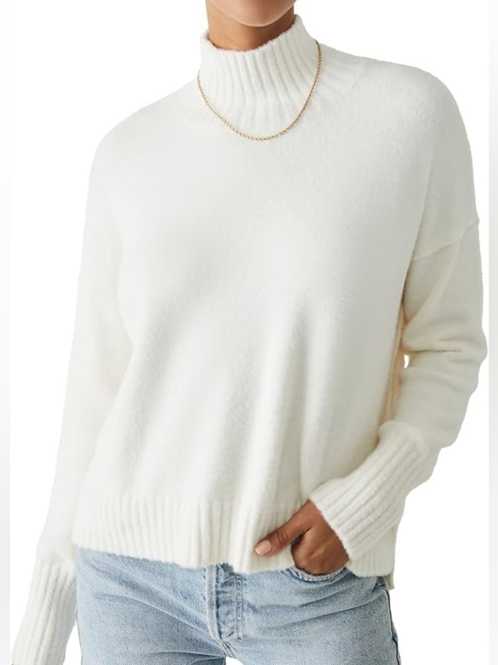 Free People Vancouver Turtleneck Sweater Cream Ivory Oversized Knit Women’s M
